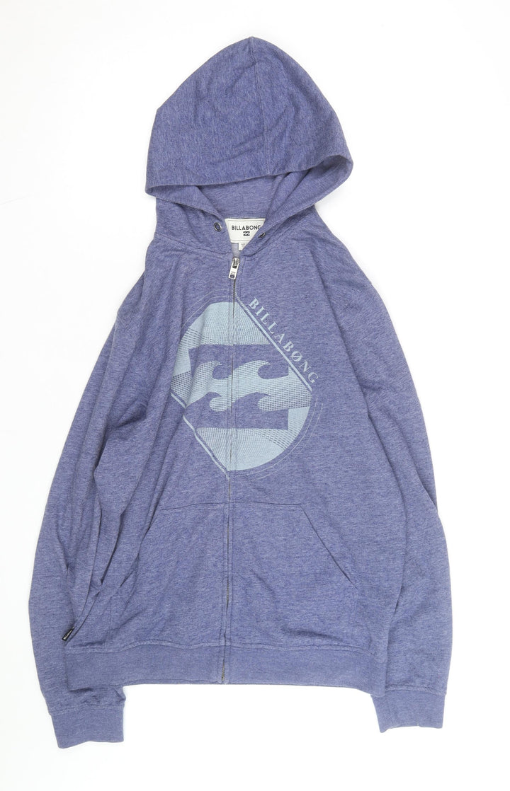 Billabong Men's Blue Full Zip Hoodie Medium Surf Graphic