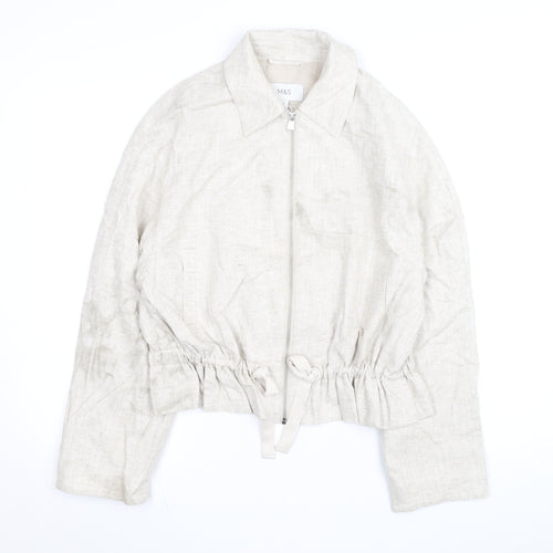 Marks and Spencer Women’s Beige Linen Blend Zip Short Jacket Size 8