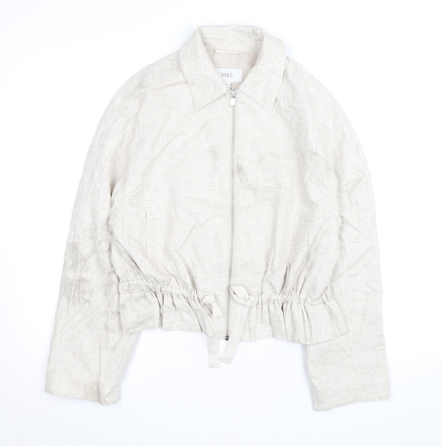 Marks and Spencer Women’s Beige Linen Blend Zip Short Jacket Size 8