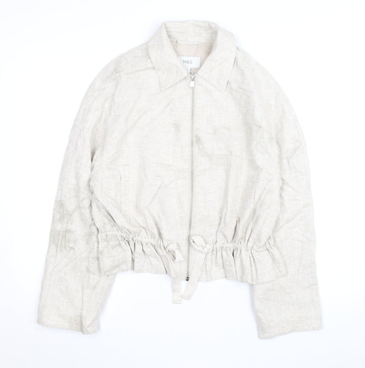 Marks and Spencer Women’s Beige Linen Blend Zip Short Jacket Size 8