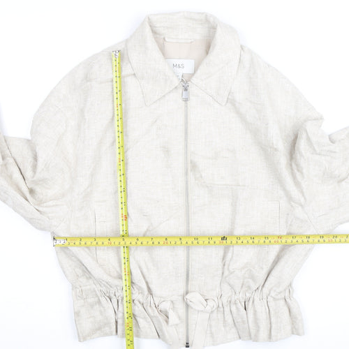 Marks and Spencer Women’s Beige Linen Blend Zip Short Jacket Size 8