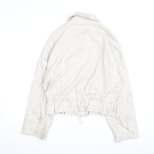 Marks and Spencer Women’s Beige Linen Blend Zip Short Jacket Size 8