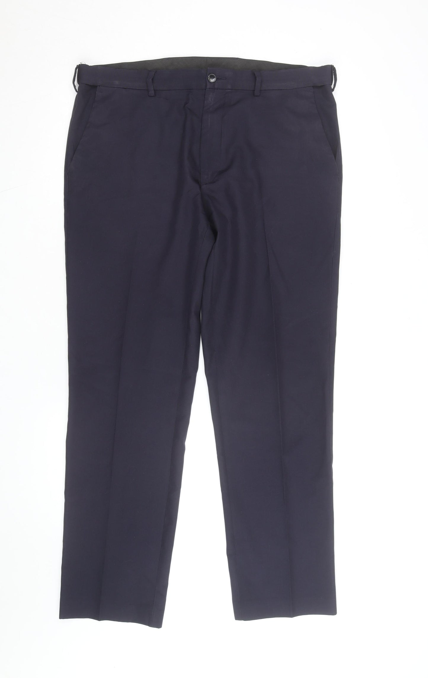 Marks and Spencer Men's Blue 36 Regular Fit Dress Trousers