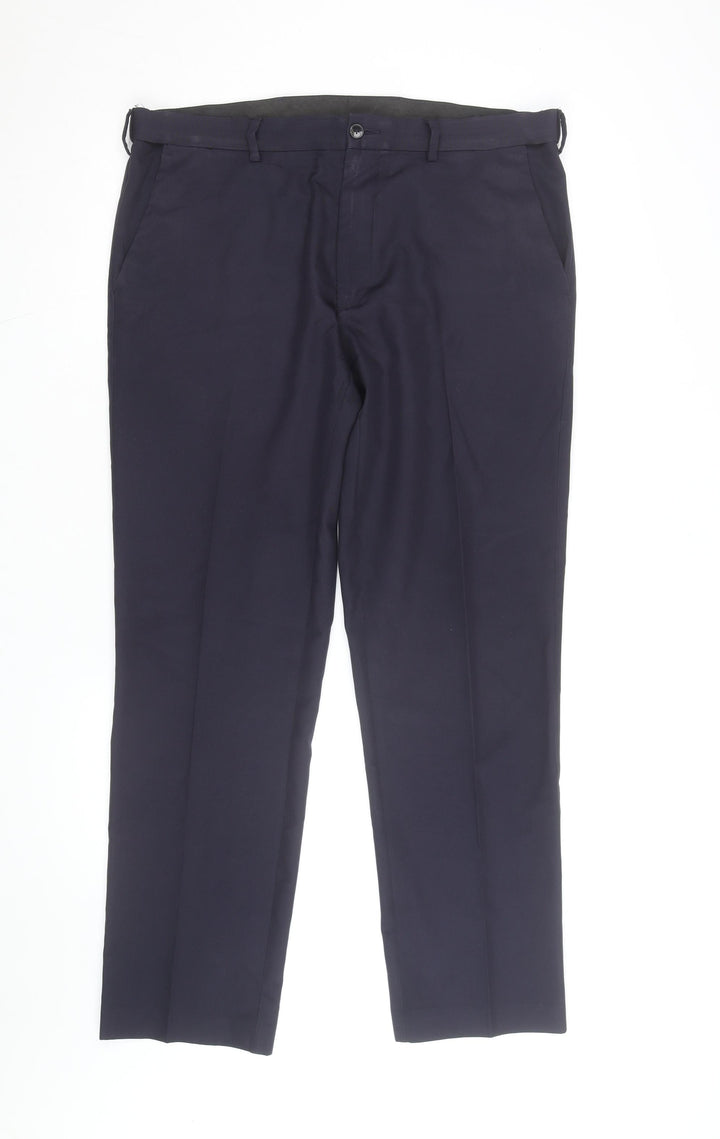 Marks and Spencer Men's Blue 36 Regular Fit Dress Trousers