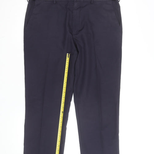 Marks and Spencer Men's Blue 36 Regular Fit Dress Trousers