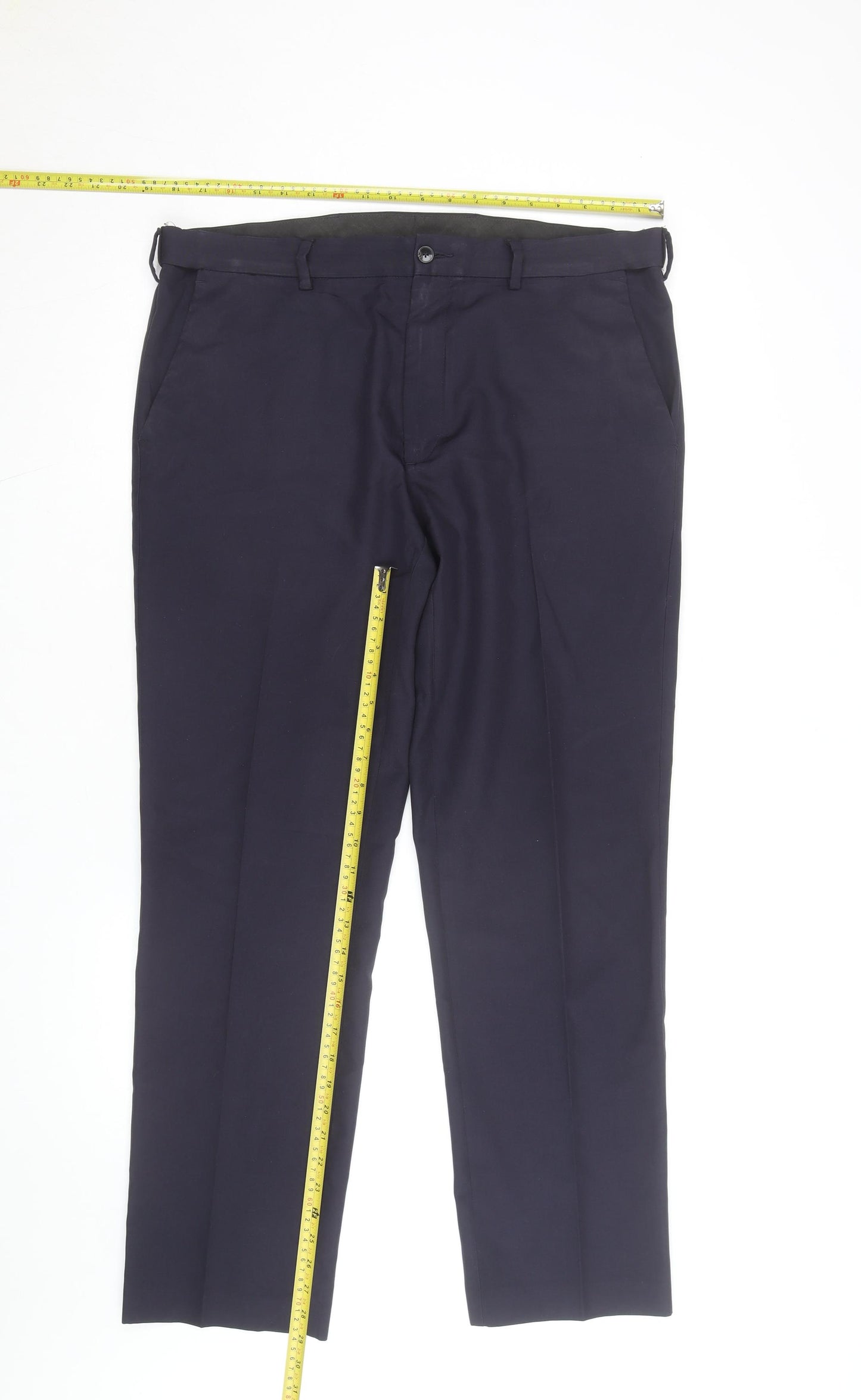Marks and Spencer Men's Blue 36 Regular Fit Dress Trousers