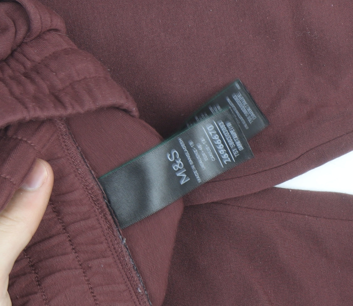 Marks and Spencer Women Brown Jogger Sweatpants Size M Cotton Blend