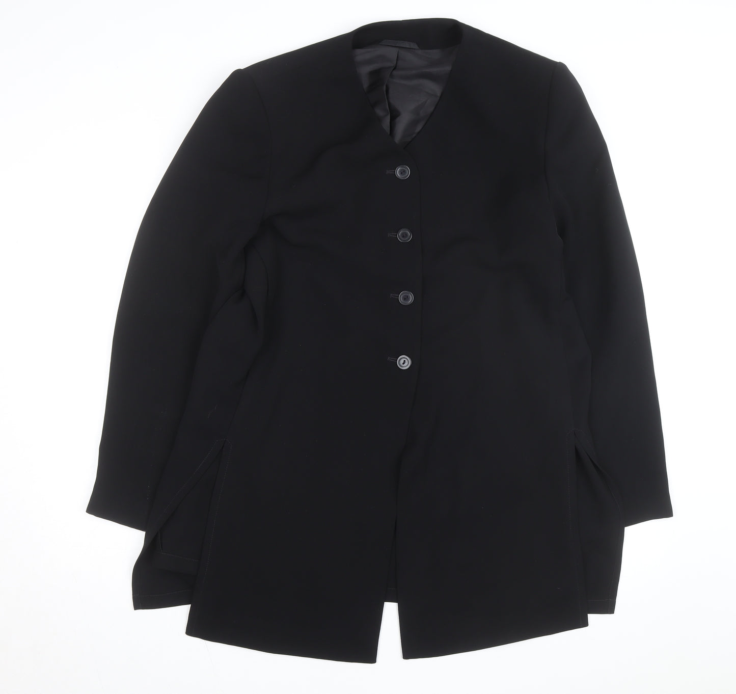 BHS Women’s Black Long Overcoat Size 20 Classic Smart Lined