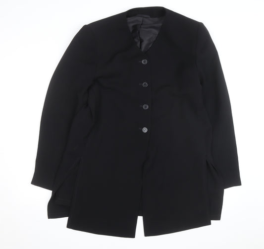 BHS Women’s Black Long Overcoat Size 20 Classic Smart Lined