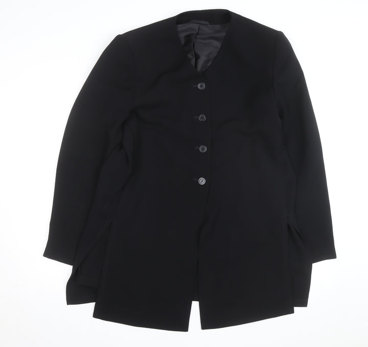 BHS Women’s Black Long Overcoat Size 20 Classic Smart Lined