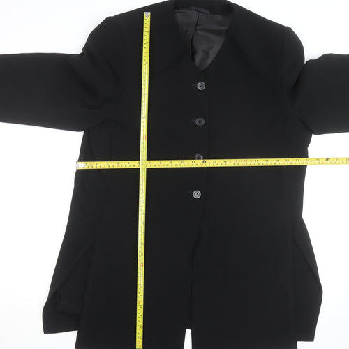 BHS Women’s Black Long Overcoat Size 20 Classic Smart Lined