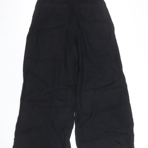 Marks and Spencer Women's Black Linen Wide-Leg Trousers Size 14