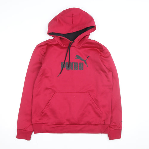 Puma Womens Red Pullover Hoodie Size 14 Logo Fleece Casual