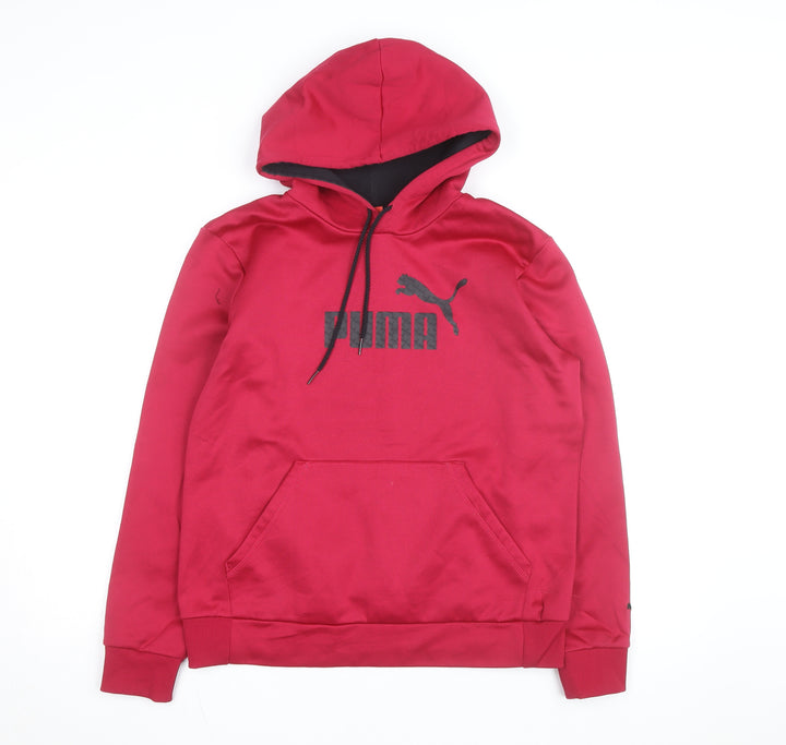 Puma Womens Red Pullover Hoodie Size 14 Logo Fleece Casual