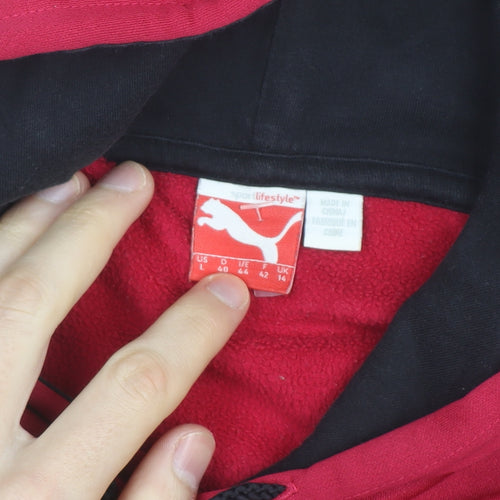 Puma Womens Red Pullover Hoodie Size 14 Logo Fleece Casual