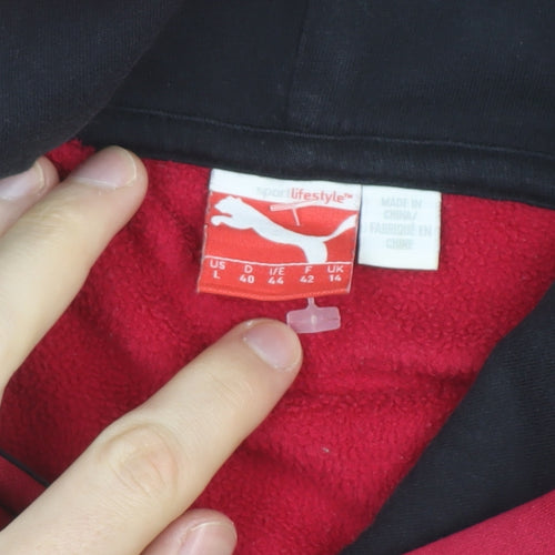 Puma Womens Red Pullover Hoodie Size 14 Logo Fleece Casual