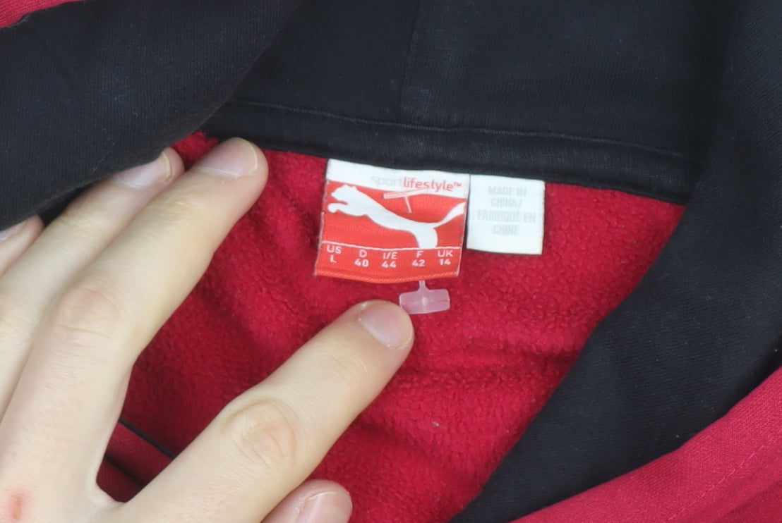 Puma Womens Red Pullover Hoodie Size 14 Logo Fleece Casual