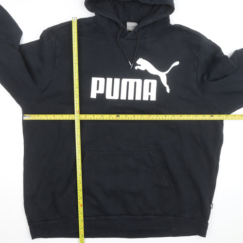 Puma Mens Black 2XL Pullover Hoodie Sweatshirt Logo Fleece