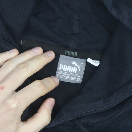 Puma Mens Black 2XL Pullover Hoodie Sweatshirt Logo Fleece