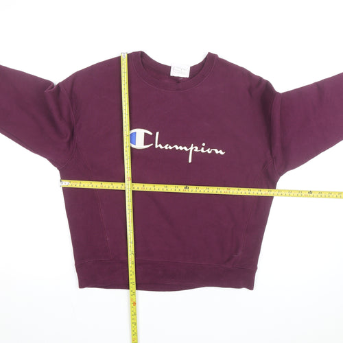 Champion Men's Purple Reverse Weave Crew Neck Sweatshirt Medium