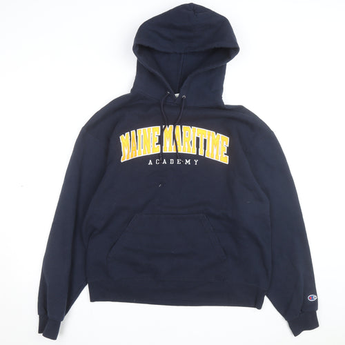 Champion Men's Blue Pullover Hoodie L Maine Maritime Academy Fleece