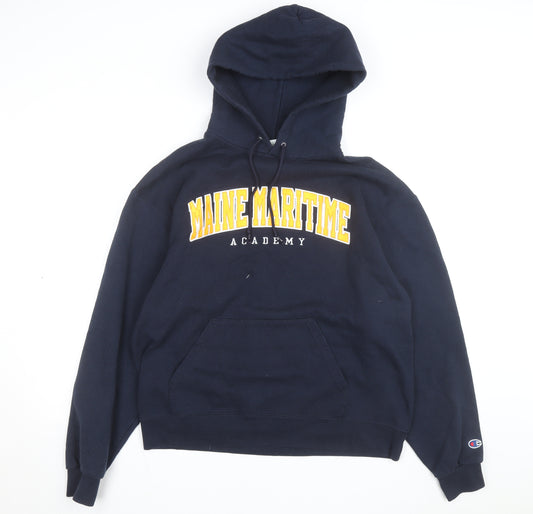Champion Men's Blue Pullover Hoodie L Maine Maritime Academy Fleece
