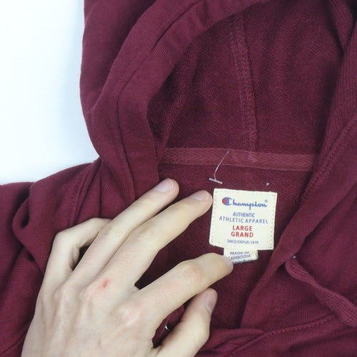 Champion Men's Red Pullover Hoodie Large Regular Fit Fleece
