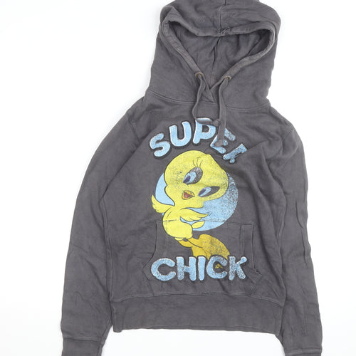 Tweety Women's Grey Pullover Hoodie Size S Cartoon Print