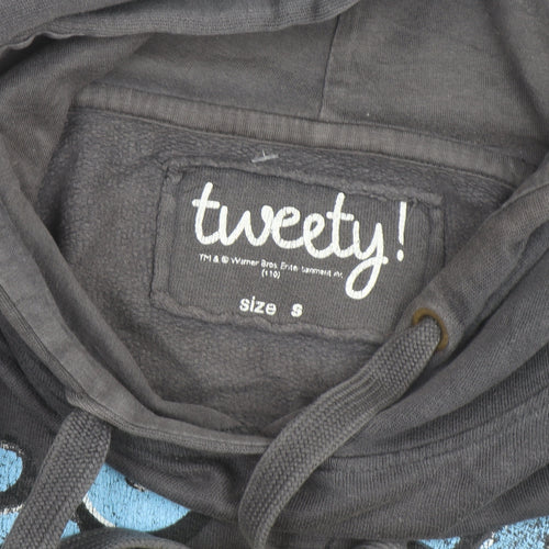 Tweety Women's Grey Pullover Hoodie Size S Cartoon Print