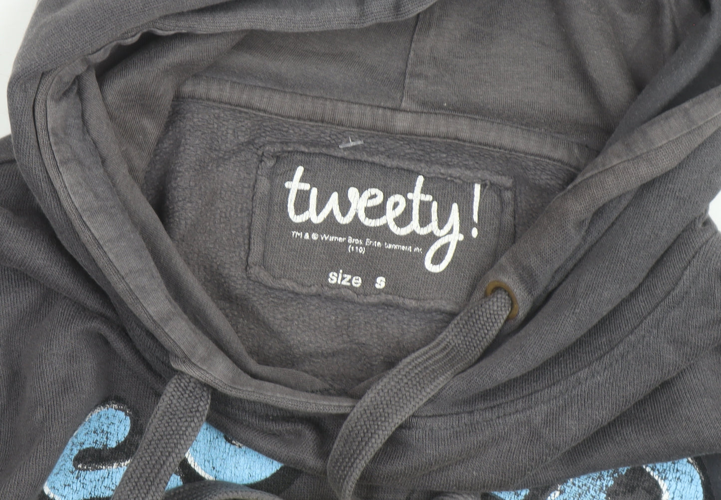 Tweety Women's Grey Pullover Hoodie Size S Cartoon Print