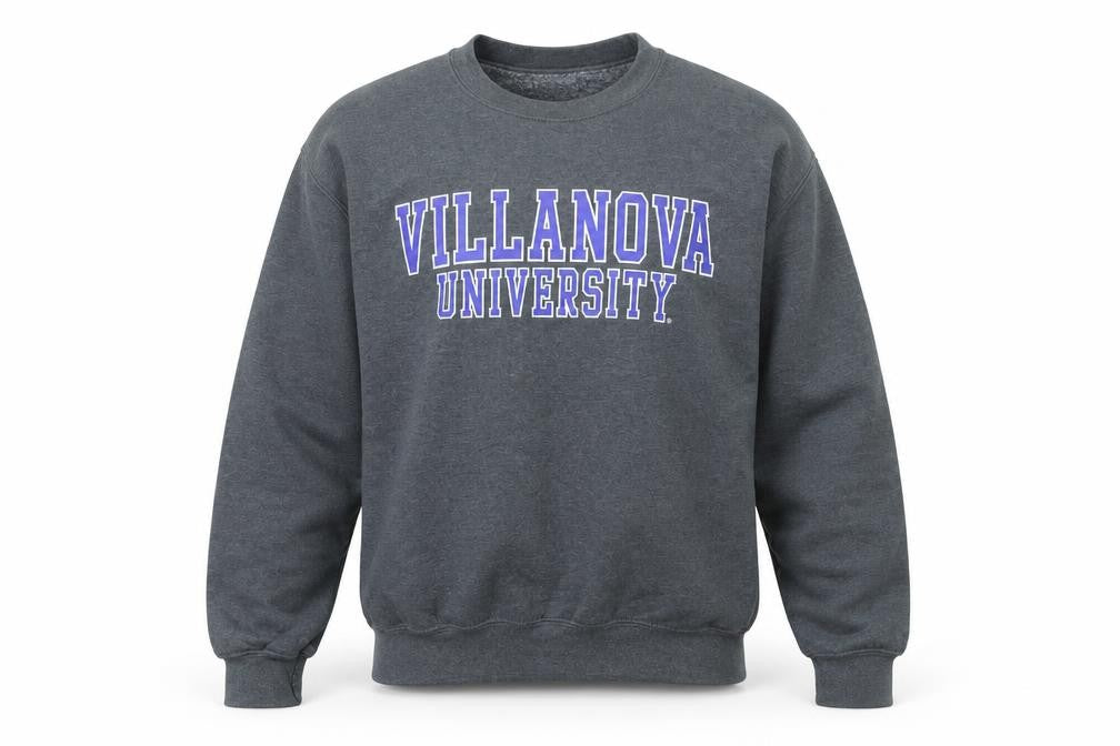 Front view of MV Sport Men Grey Villanova University Crew Neck Sweatshirt M