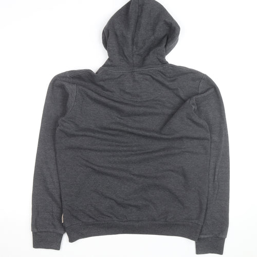 Indicoded Men's Grey Pullover Hoodie M Graphic Print Fleece
