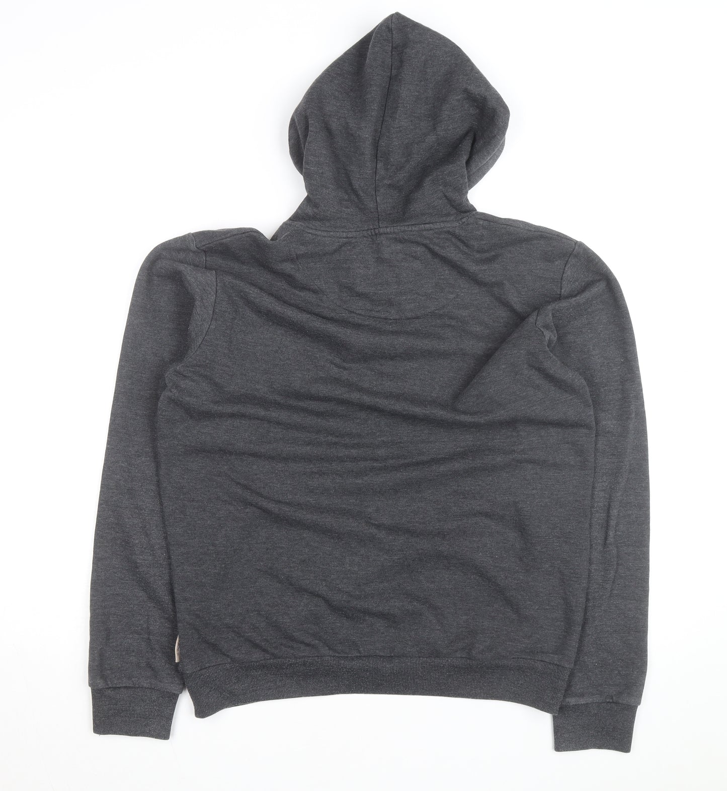 Indicoded Men's Grey Pullover Hoodie M Graphic Print Fleece
