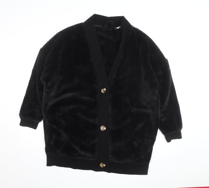 Marks and Spencer Women’s Black Fleece V-Neck Cardigan M