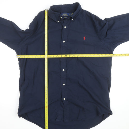Ralph Lauren Men's Blue XL Slim Fit Button-Down Cotton Shirt