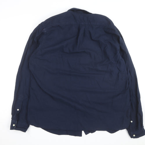 Ralph Lauren Men's Blue XL Slim Fit Button-Down Cotton Shirt