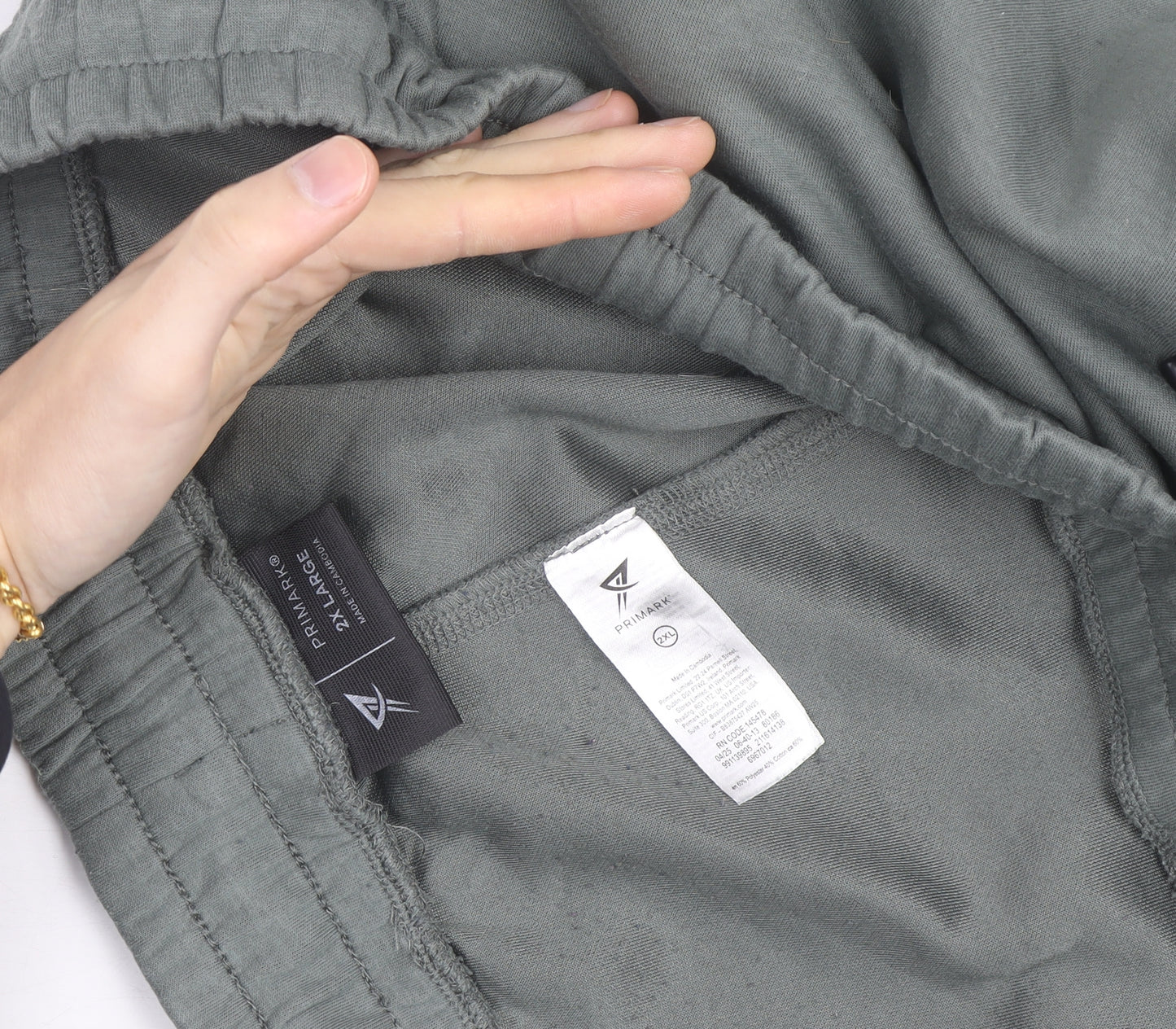 Primark Men’s Grey Jogger Sweatpants 2XL Regular Fit Drawstring Waist