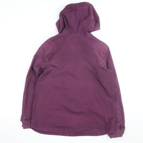 Joules Women's Purple Waterproof Hooded Cotton Parka Jacket Size 12
