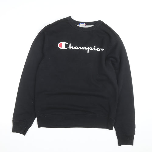 Champion Men's Black Crew Neck Logo Sweatshirt Size S