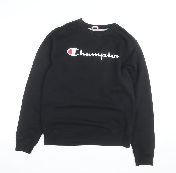 Champion Men's Black Crew Neck Logo Sweatshirt Size S