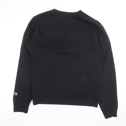 Champion Men's Black Crew Neck Logo Sweatshirt Size S