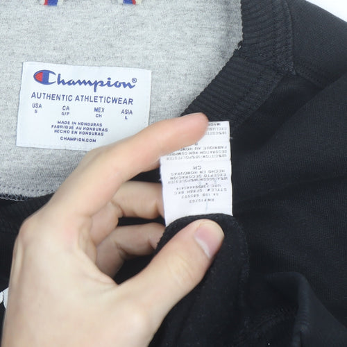 Champion Men's Black Crew Neck Logo Sweatshirt Size S