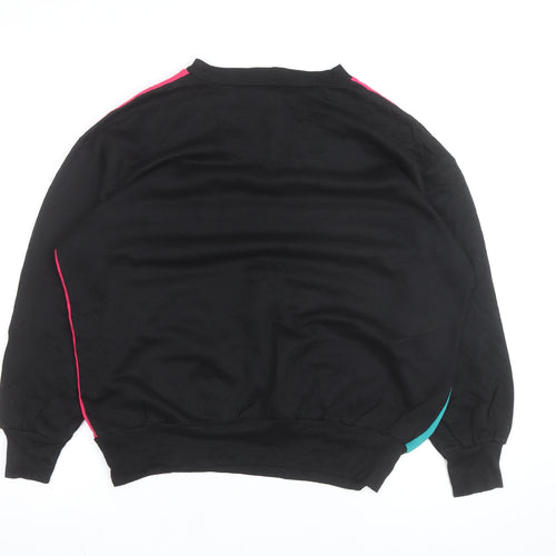 Young Stuff III Womens Black Pink Teal 80s Graphic Pullover Sweatshirt Size M