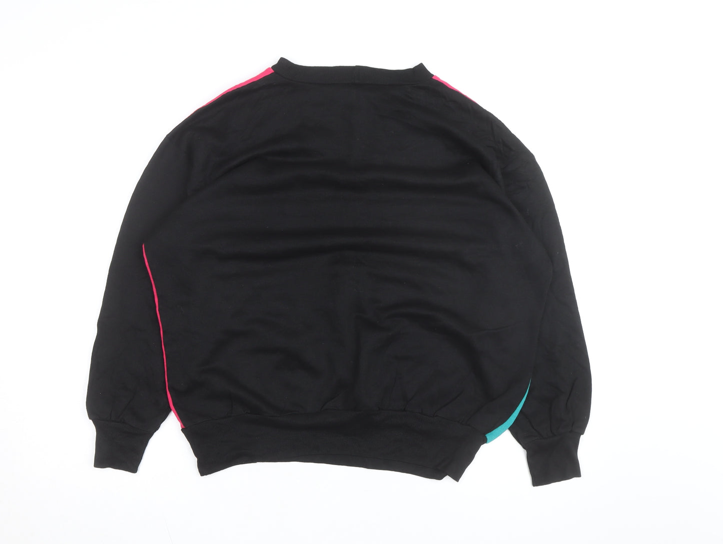 Young Stuff III Womens Black Pink Teal 80s Graphic Pullover Sweatshirt Size M