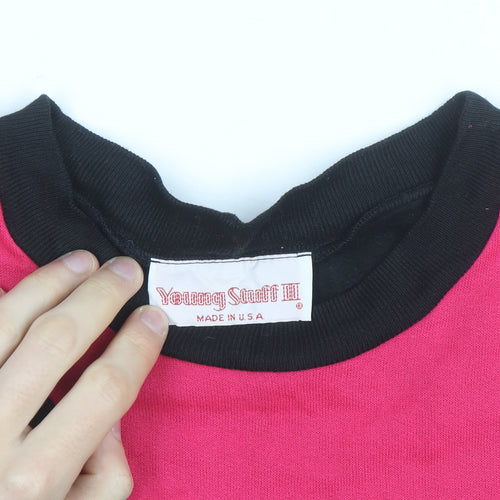 Young Stuff III Womens Black Pink Teal 80s Graphic Pullover Sweatshirt Size M