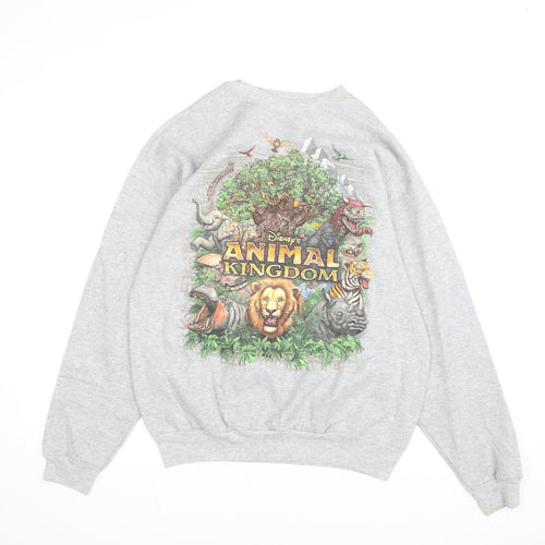 Disney Animal Kingdom Hanes Men Grey Pullover Sweatshirt M