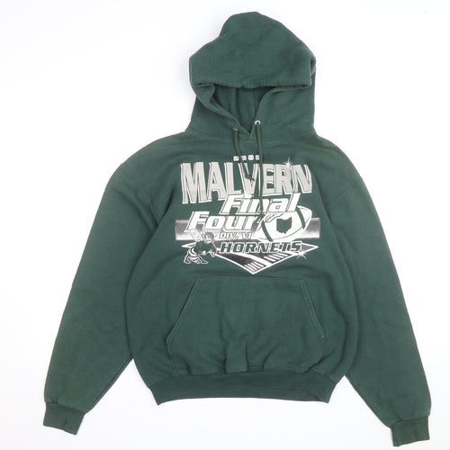 Jerzees Men’s Green Pullover Hoodie M Malvern Hornets Graphic Fleece