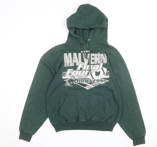 Jerzees Men’s Green Pullover Hoodie M Malvern Hornets Graphic Fleece