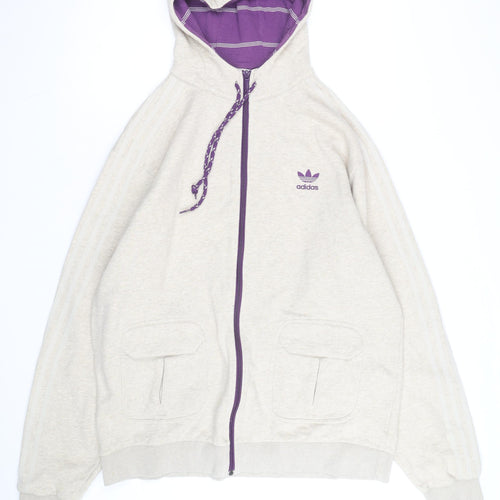 adidas Men’s Beige Full Zip Hoodie XL Vintage Style