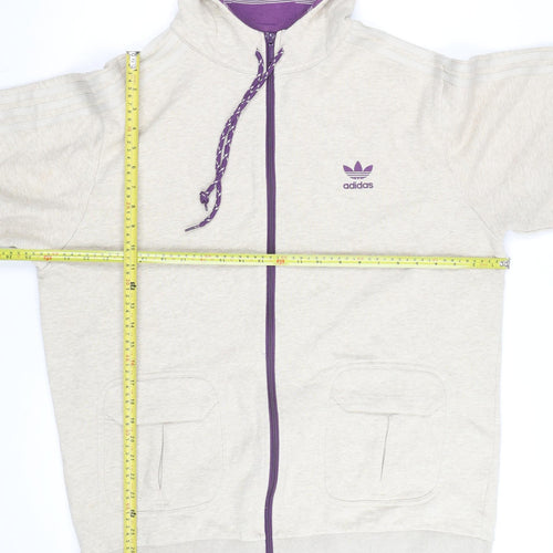 adidas Men’s Beige Full Zip Hoodie XL Vintage Style